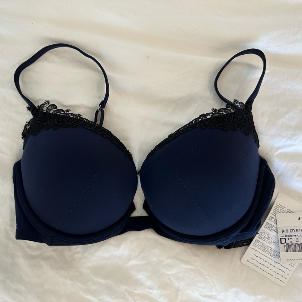 La Perla Navy Blue with Black Lace Bra